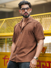 Teraknit Brown Half Sleeve Shirt