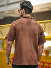Teraknit Brown Half Sleeve Shirt