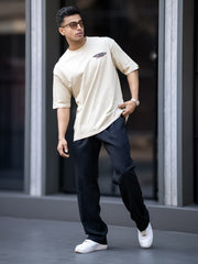 Embroidery & Print Biscuit Half Sleeve T-Shirt