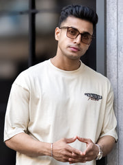 Embroidery & Print Biscuit Half Sleeve T-Shirt