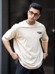 Embroidery & Print Biscuit Half Sleeve T-Shirt