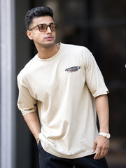 Embroidery & Print Biscuit Half Sleeve T-Shirt