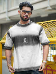 Spray Print White Black Half Sleeve T-Shirt