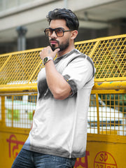 Spray Print White Black Half Sleeve T-Shirt