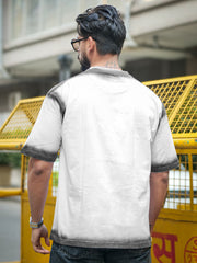 Spray Print White Black Half Sleeve T-Shirt
