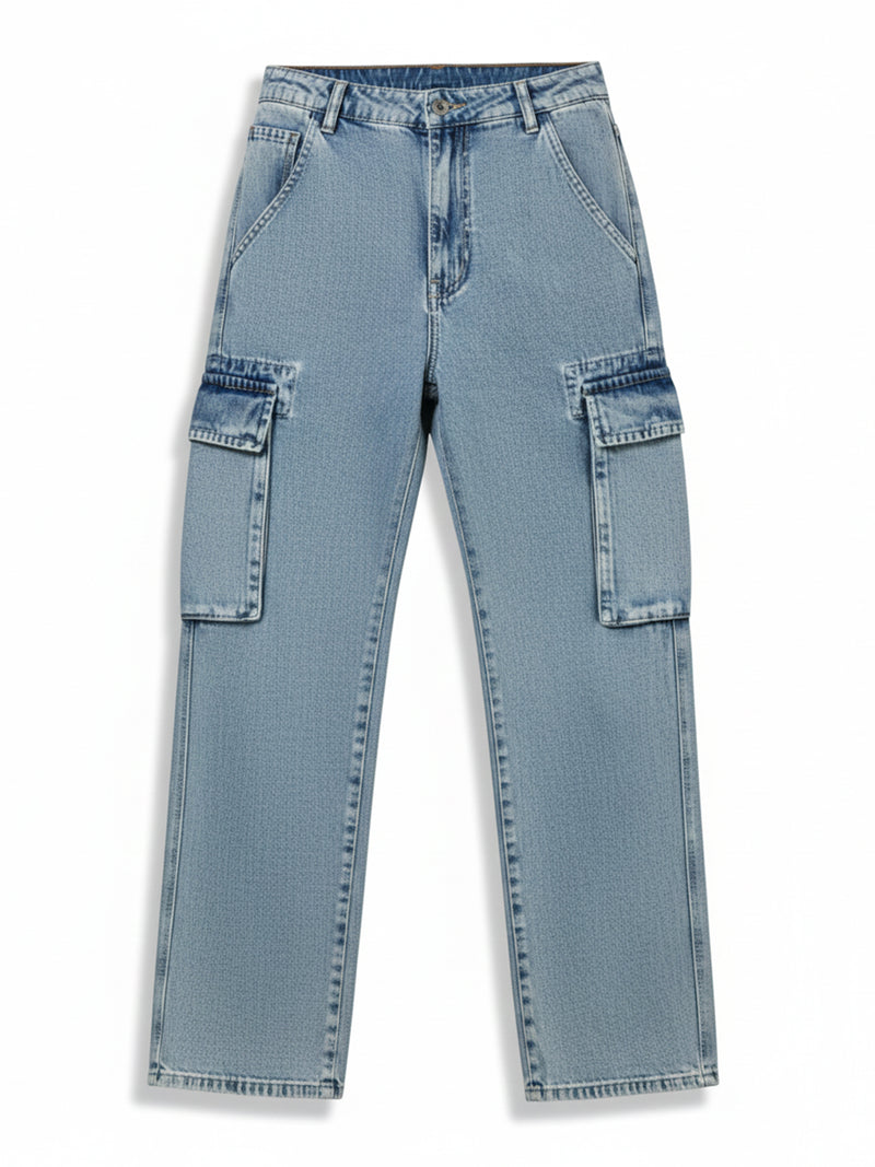 Retro cloud baggy cargo jeans for men
