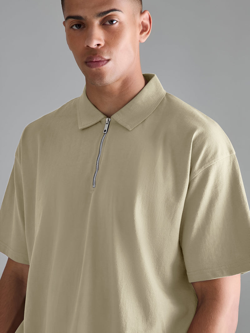 Updated Basics Beige Polo T-Shirt