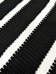 Popcorn Knit Vertical Stripe Black Half Sleeve Shirt