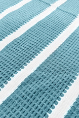 Popcorn Knit Vertical Stripe Blue Half Sleeve Shirt