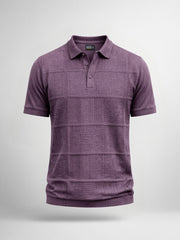 Pointel FlatKnit Cotton Lavender Half Sleeve Polo T-Shirt