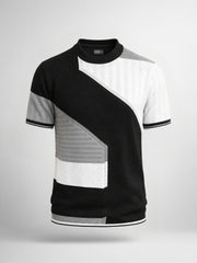 Sheernet FlatKnit Cotton Black Half Sleeve T-Shirt