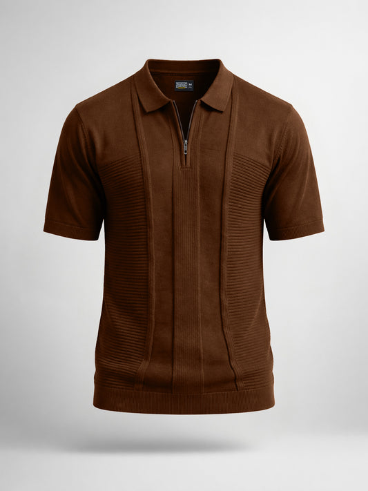 Frosknit Brown Half Sleeve Polo T-Shirt
