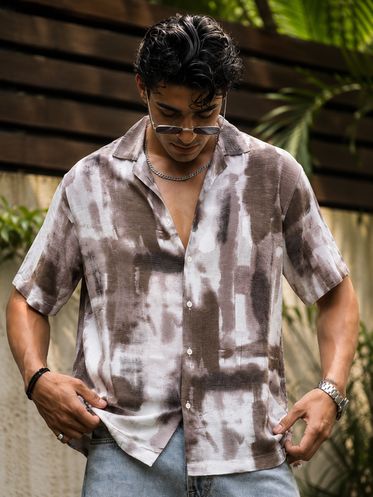 DustyPink Blur Blue Half Sleeve Shirt