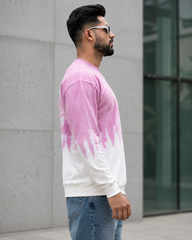Pink Ombre Full Sleeve T-Shirt — Drop-Shoulder Tee for Men