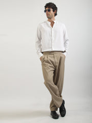 Self Jacquard White Full Sleeve Shirt
