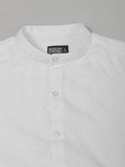 Self Jacquard White Full Sleeve Shirt