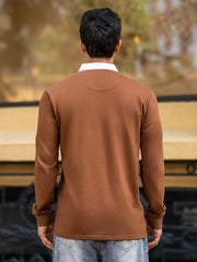 Plain Brown Full Sleeve Polo T-Shirt