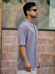 Linen look Lilac Color Half Sleeve Shirt