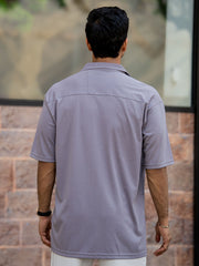 Linen look Lilac Color Half Sleeve Shirt