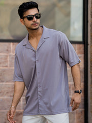 Linen look Lilac Color Half Sleeve Shirt