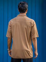 Linen look Sand Color Half Sleeve Shirt