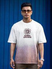 Ombre Sun Half White Half Sleeve T-Shirt