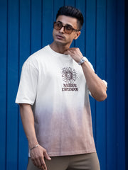 Ombre Sun Half White Half Sleeve T-Shirt