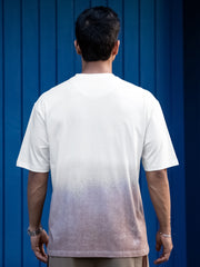 Ombre Sun Half White Half Sleeve T-Shirt