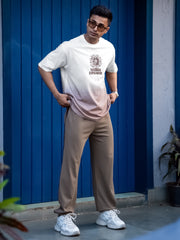 Ombre Sun Half White Half Sleeve T-Shirt