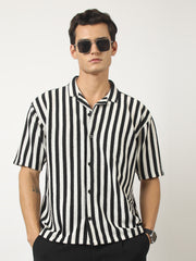 Waffle Flatknit Cotton White Half Sleeve Shirt