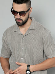 Crochet Grey Half Sleeve Shirt