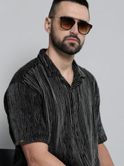 Crochet Black Half Sleeve Shirt