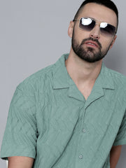 Creased Hunter Green Half Sleeve Shirt