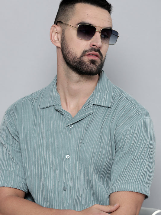 Crochet Green Half Sleeve Shirt