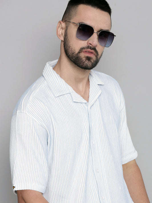 Crochet Skyblue Half Sleeve Shirt