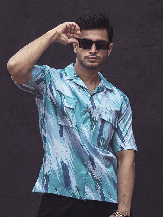 Double Pocket Berly Green Half Sleeve Shirt