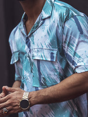 Double Pocket Berly Green Half Sleeve Shirt