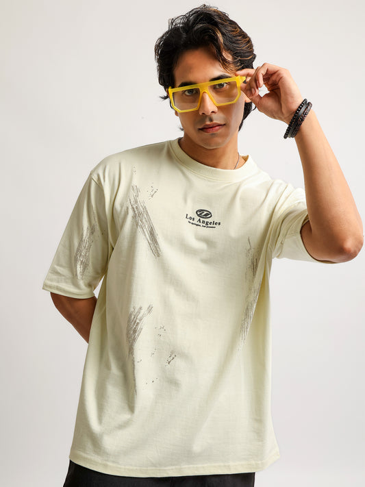 Los Angles Cream Half Sleeve T-Shirt