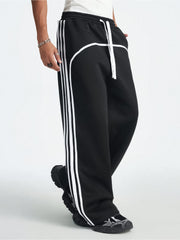 Baggy Fit Side Taped Black Pant