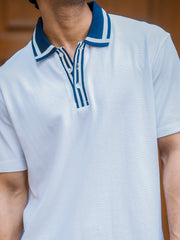 Twintone White Half Sleeve Polo T-Shirt