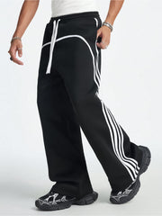 Baggy Fit Side Taped Black Pant
