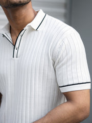 Golfknit White Flatknit Half Sleeve Polo T-Shirt