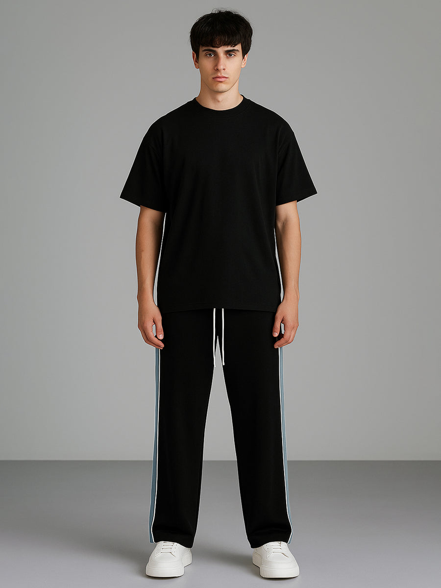 Black bold panel pants for men - view 5