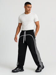 Baggy Fit Side Taped Black Pant