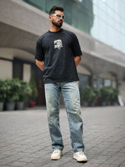 Vintage Acid Wash Black Half Sleeve T-Shirt