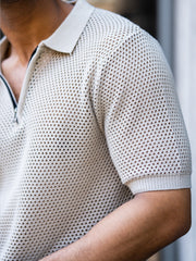 Resort Beige Flatknit Half Sleeve Polo T-Shirt