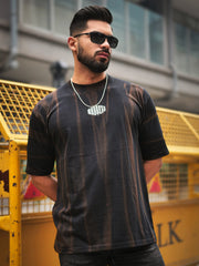 Retro Hand Spray Black Half Sleeve Tshirt