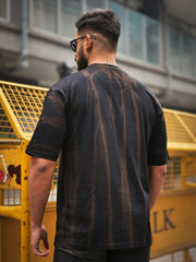 Retro Hand Spray Black Half Sleeve Tshirt