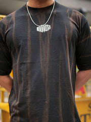 Retro Hand Spray Black Half Sleeve Tshirt