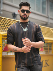 Retro Hand Spray Black Half Sleeve Tshirt